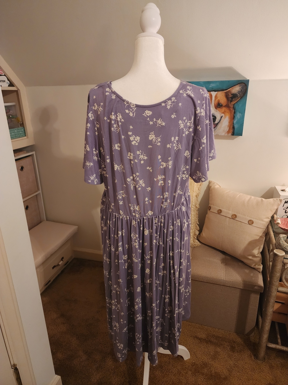 Torrid Lavender Floral Square-Neck Flutter-Sleeve Midi Dress - Picture 9 of 12